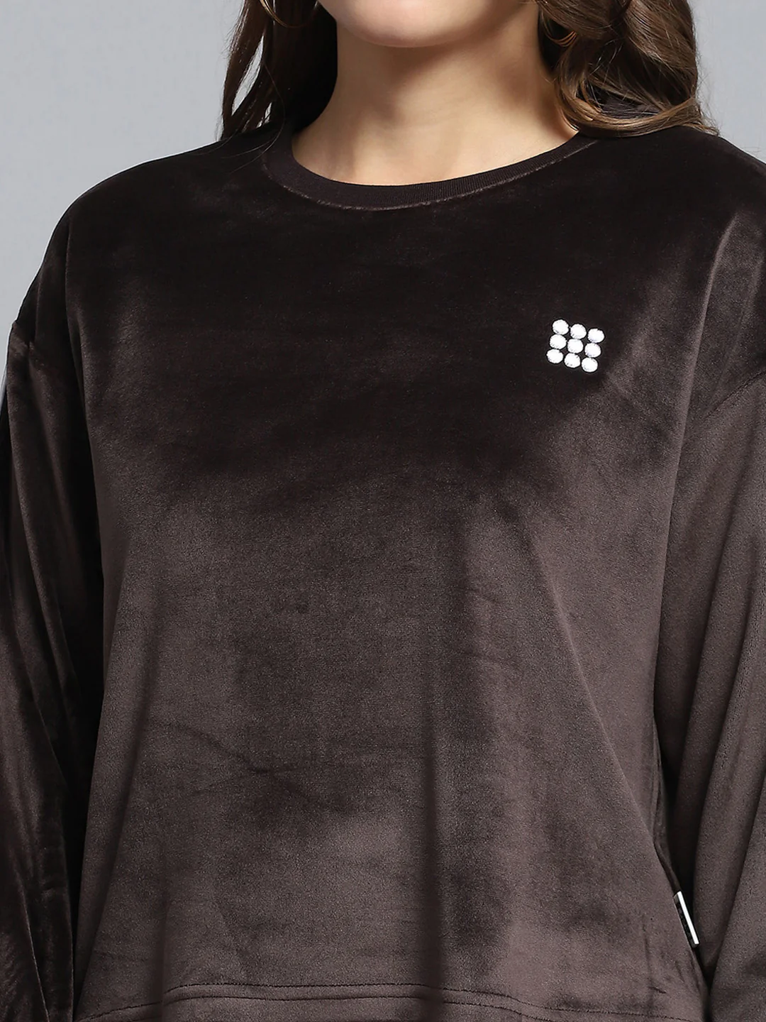 Rock.it Women Brown Solid Round Neck Full Sleeve Tracksuit - Image 7