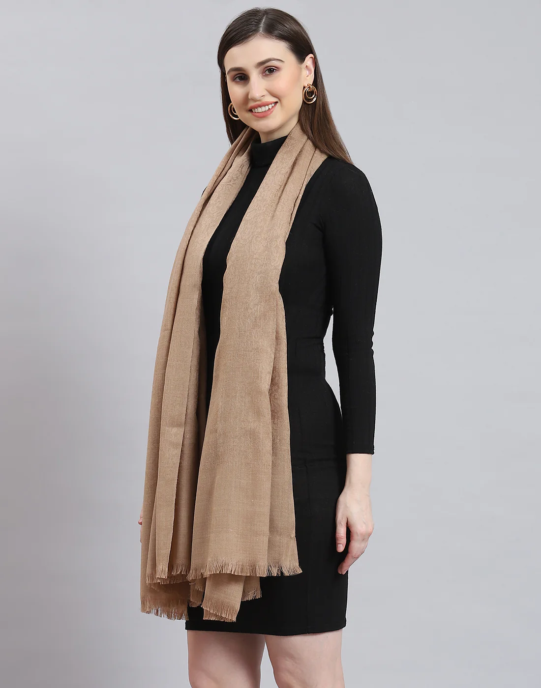 Women Brown Solid Shawl - Image 3
