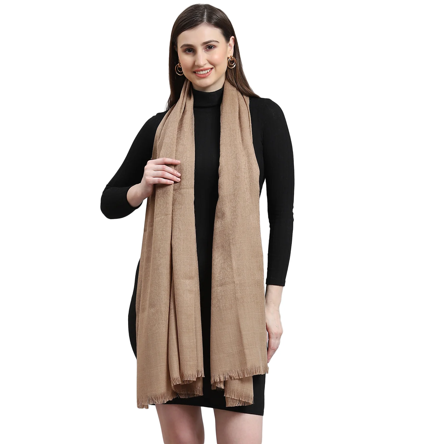 Women Brown Solid Shawl - Image 5