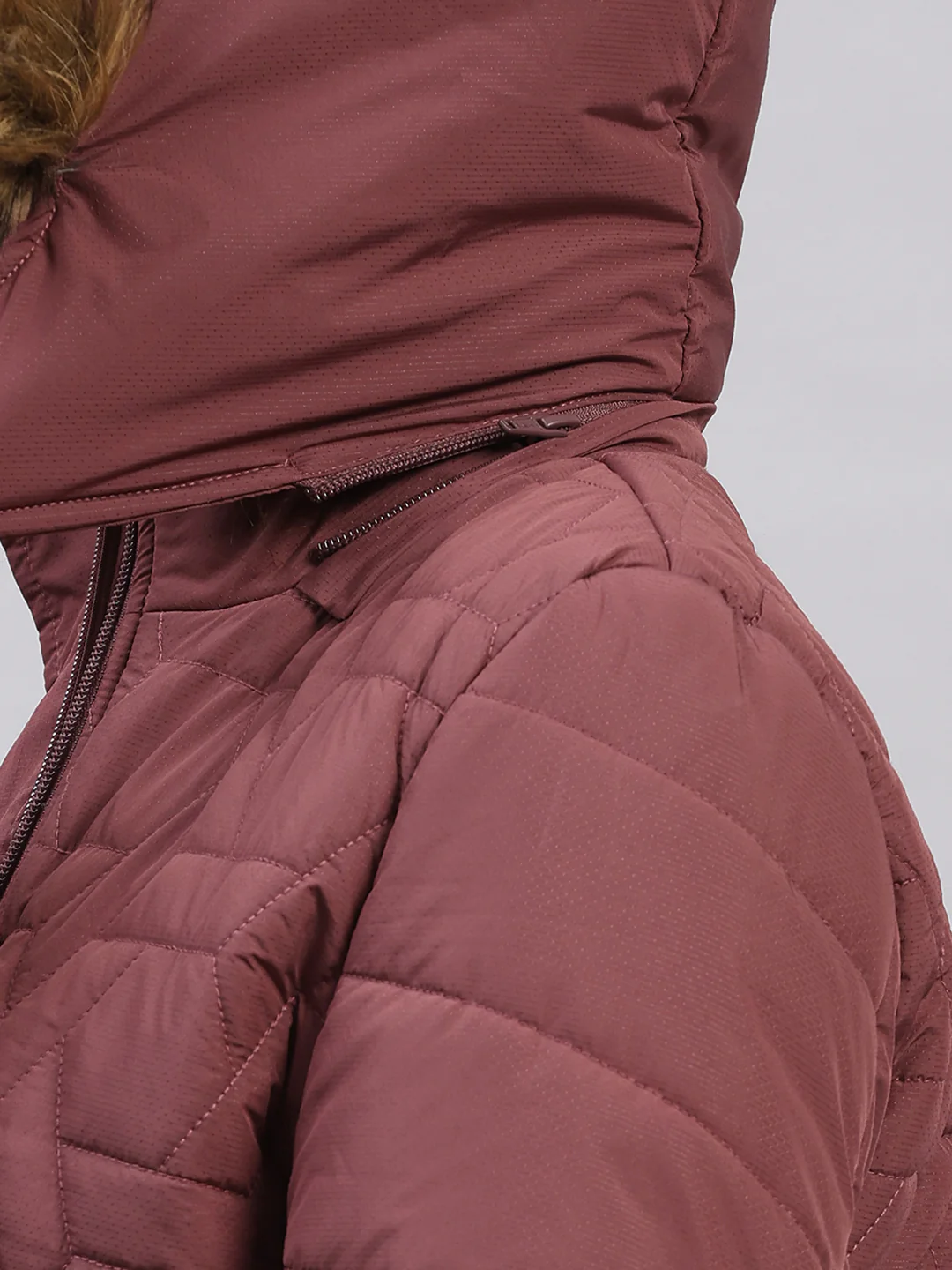 Women Burgundy Printed Hooded Full Sleeve Jacket - Image 8