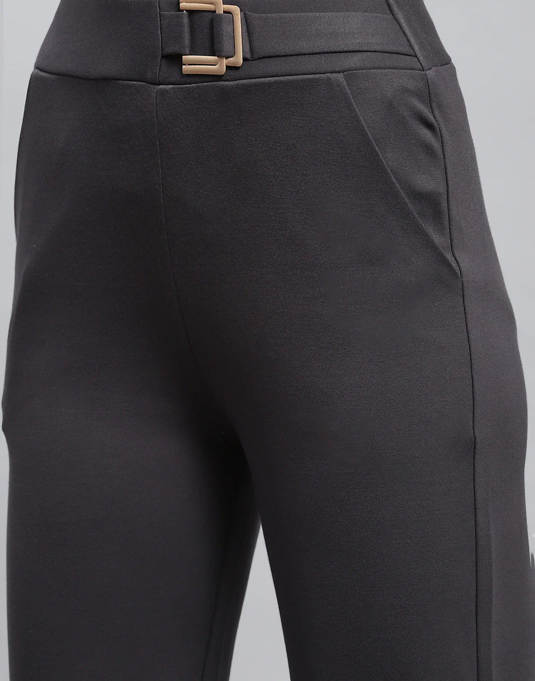 Women Charcoal Solid Regular Fit Trouser - Image 6