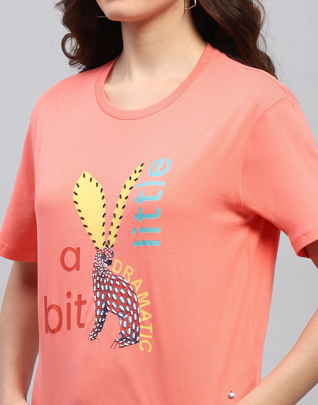 Women Coral Printed Round Neck Half Sleeve Top - Image 6