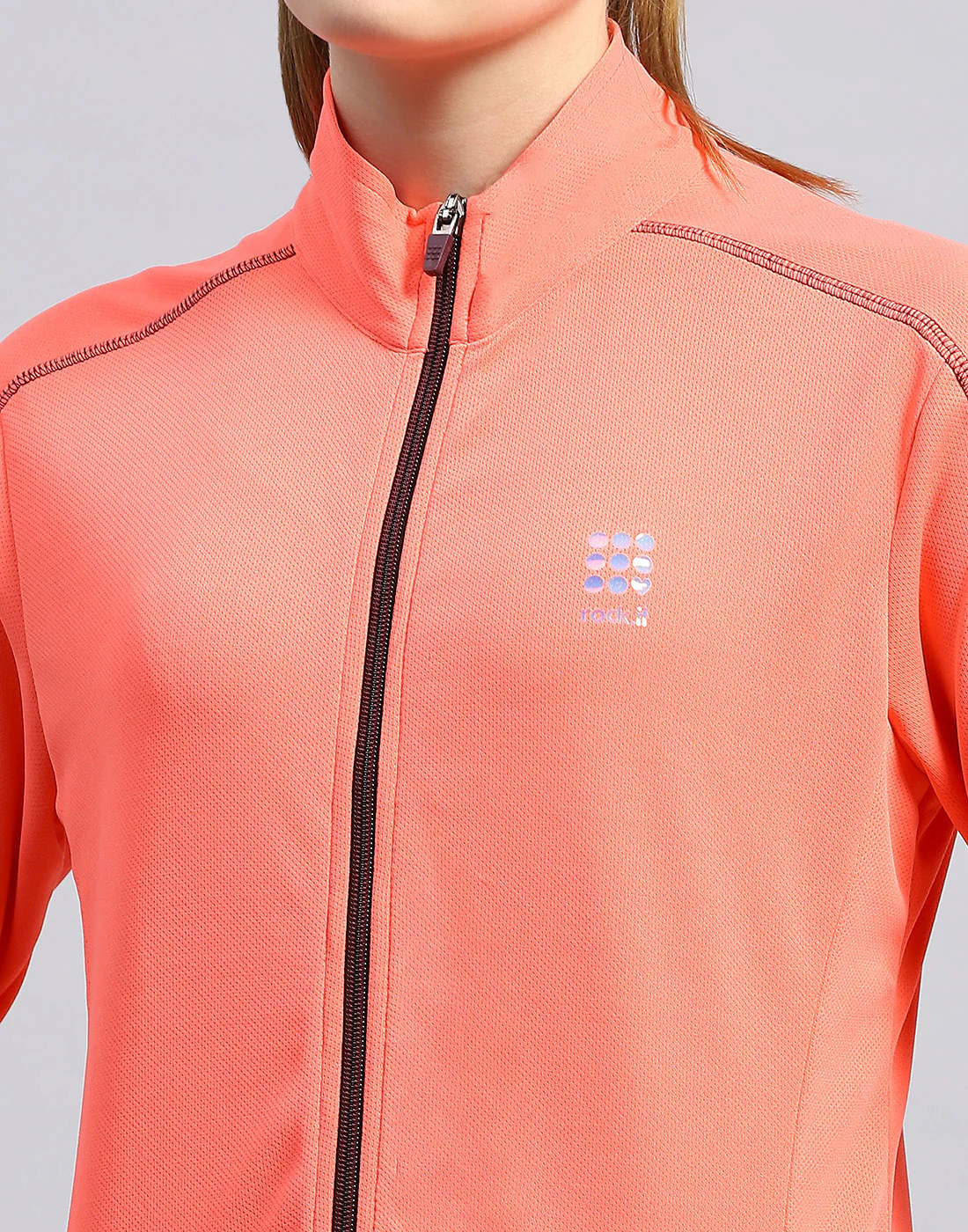 Rock.it Women Coral Self Design Collar Full Sleeve Top - Image 6
