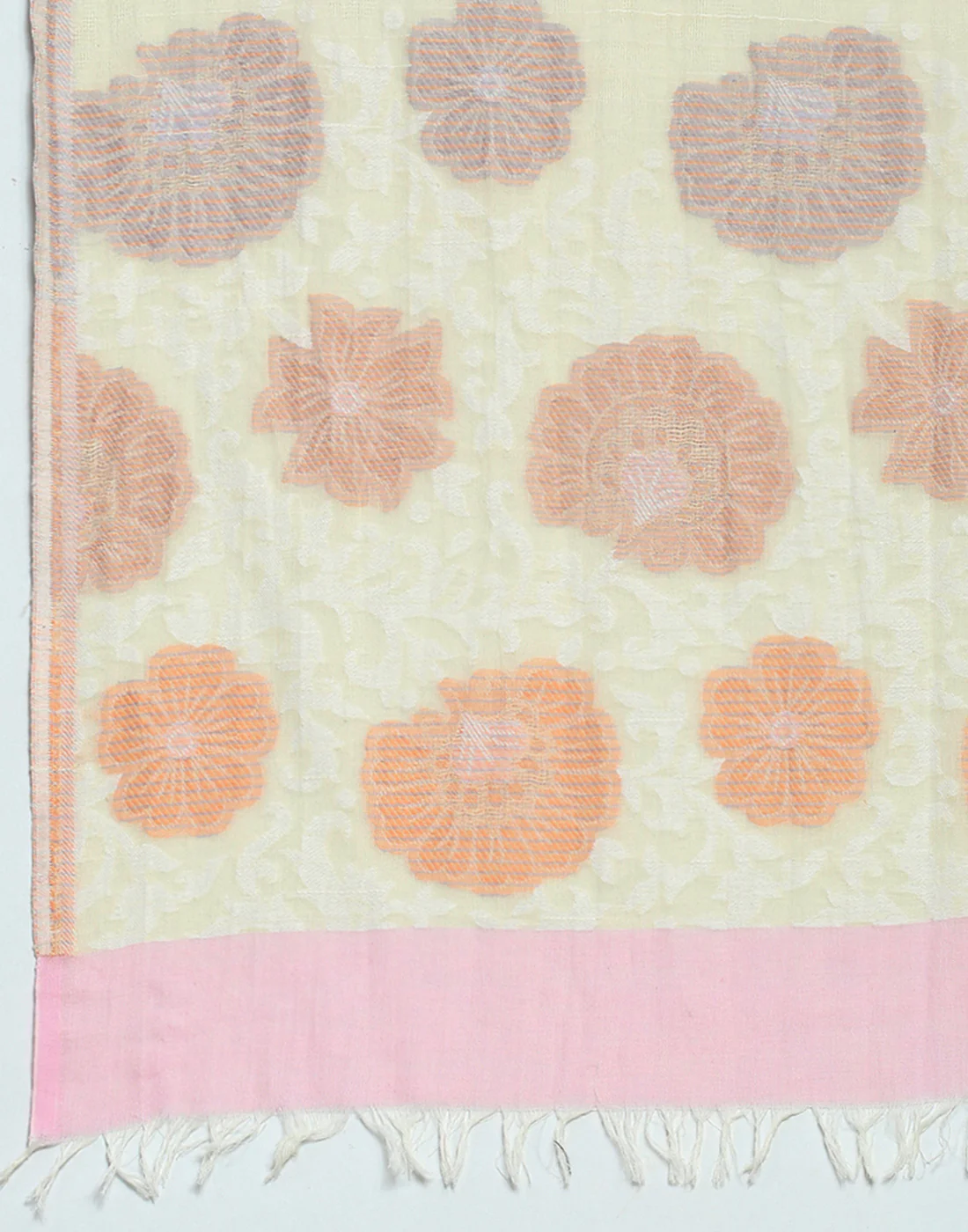 Women Cream Self Design Stole - Image 7