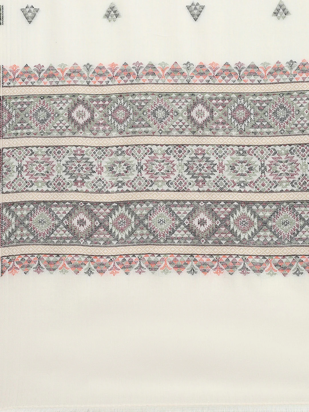Women Cream Self Design Stole - Image 6