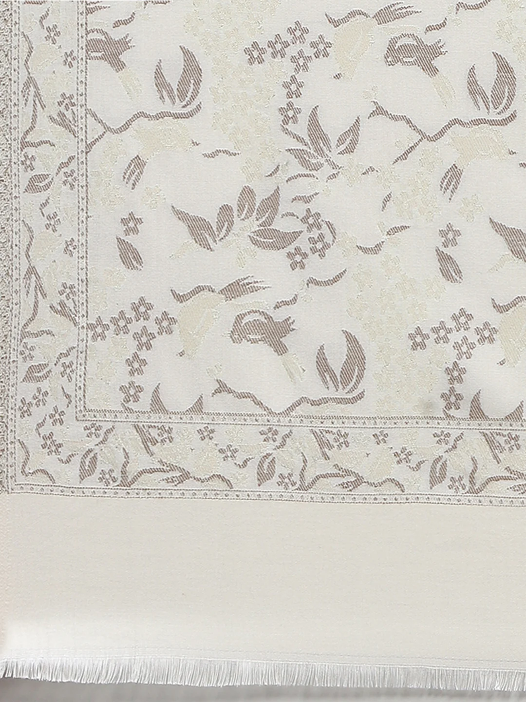Women Cream Self Design Stole - Image 7