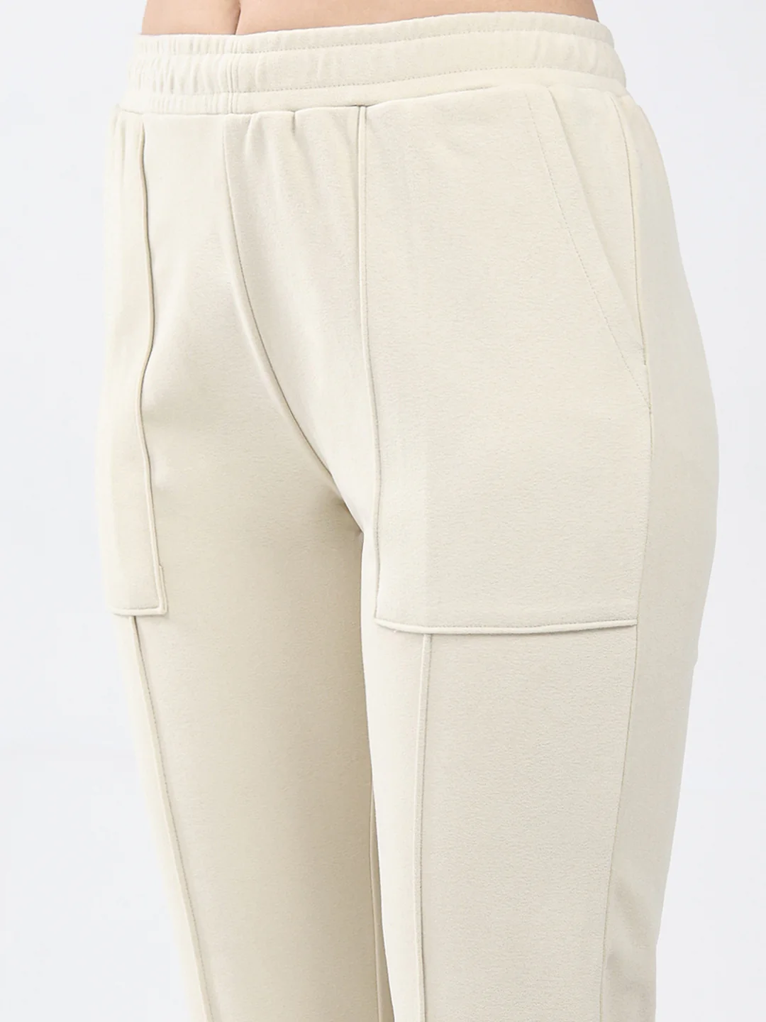 Women Cream Solid Regular Fit Winter Lower - Image 6