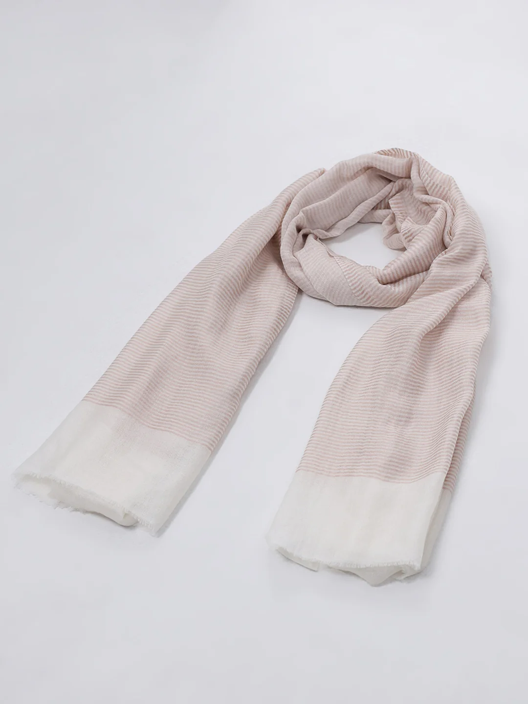 Women Cream Solid Wool Blend Stole - Image 6