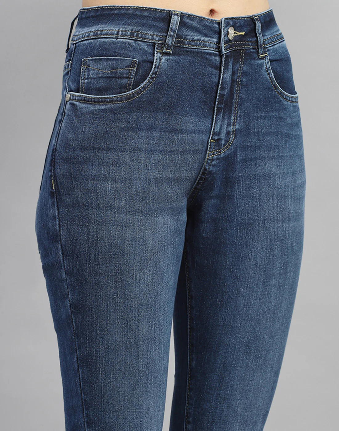 Women Dark Blue Light Wash Bootcut Denim - Image 6