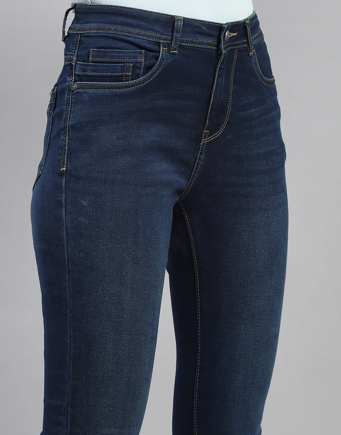 Women Dark Blue Light Wash Slim Fit Denim - Image 6