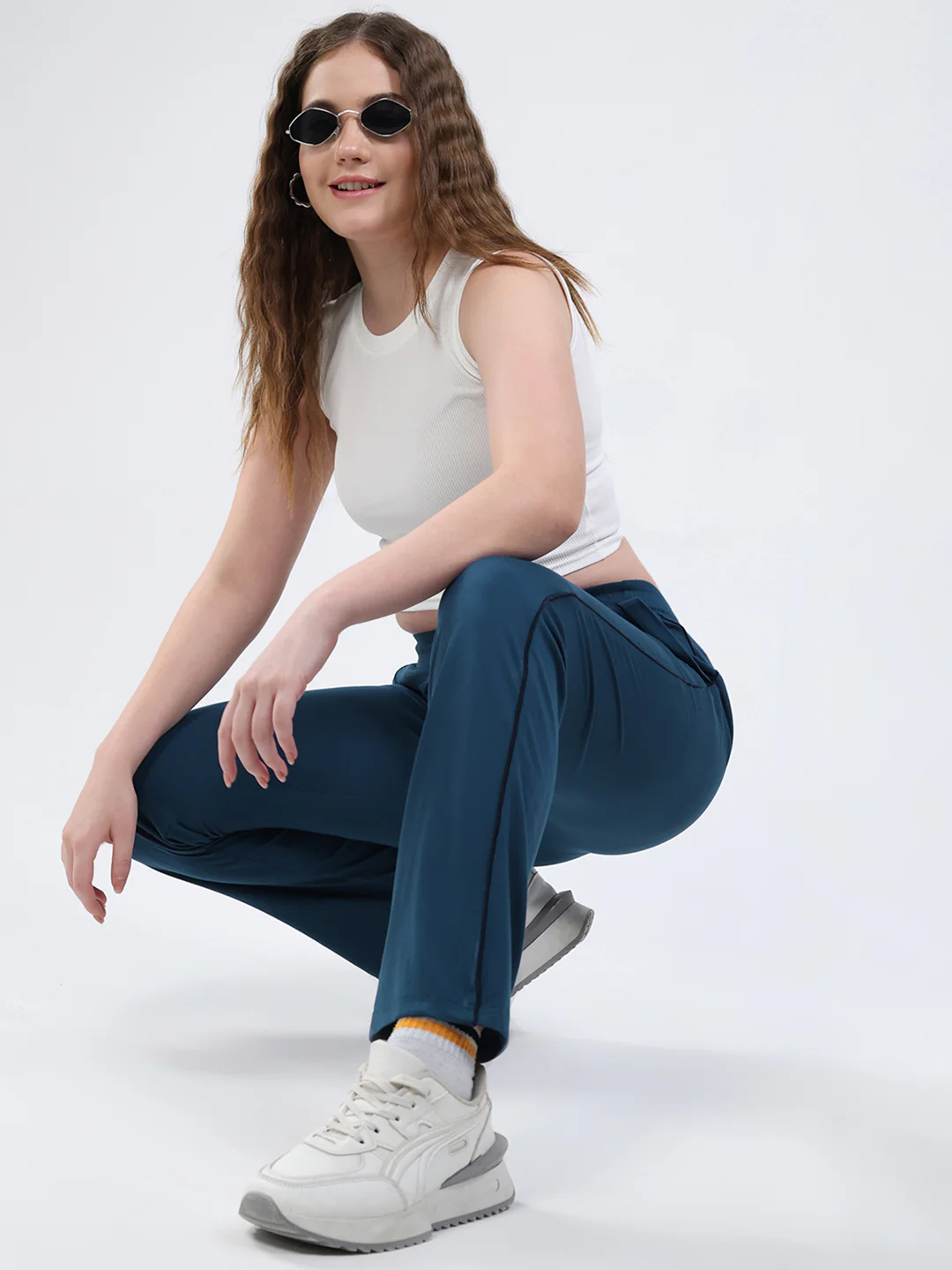 Women Dark Blue Solid Regular Fit Winter Lower - Image 2
