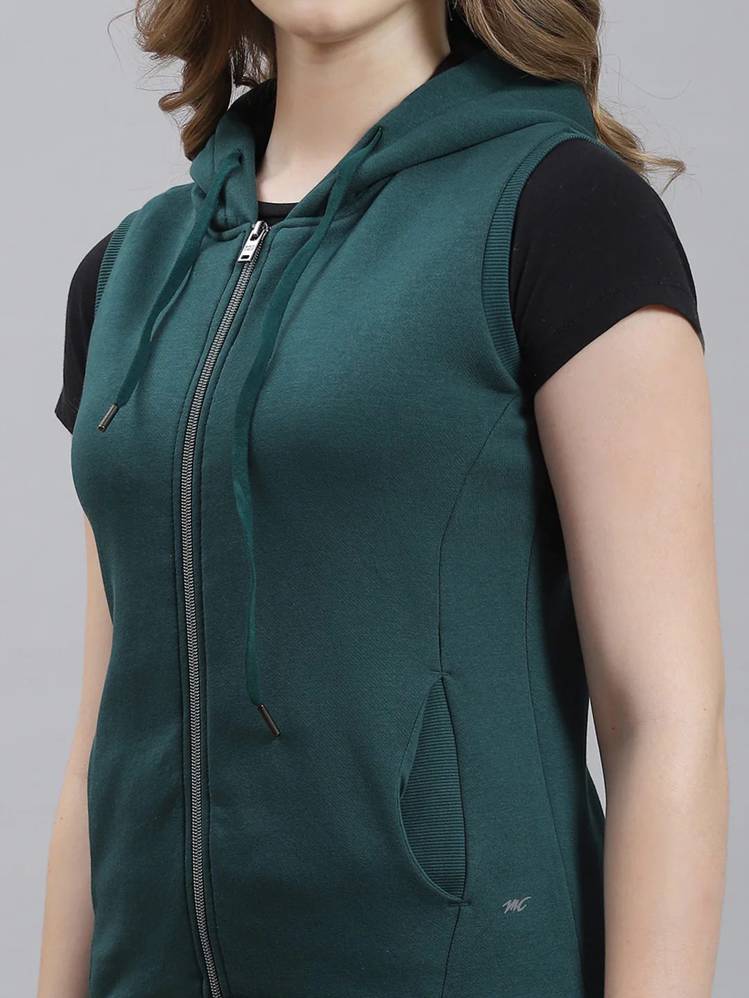 Women Green Plain Sweatshirt - Image 6