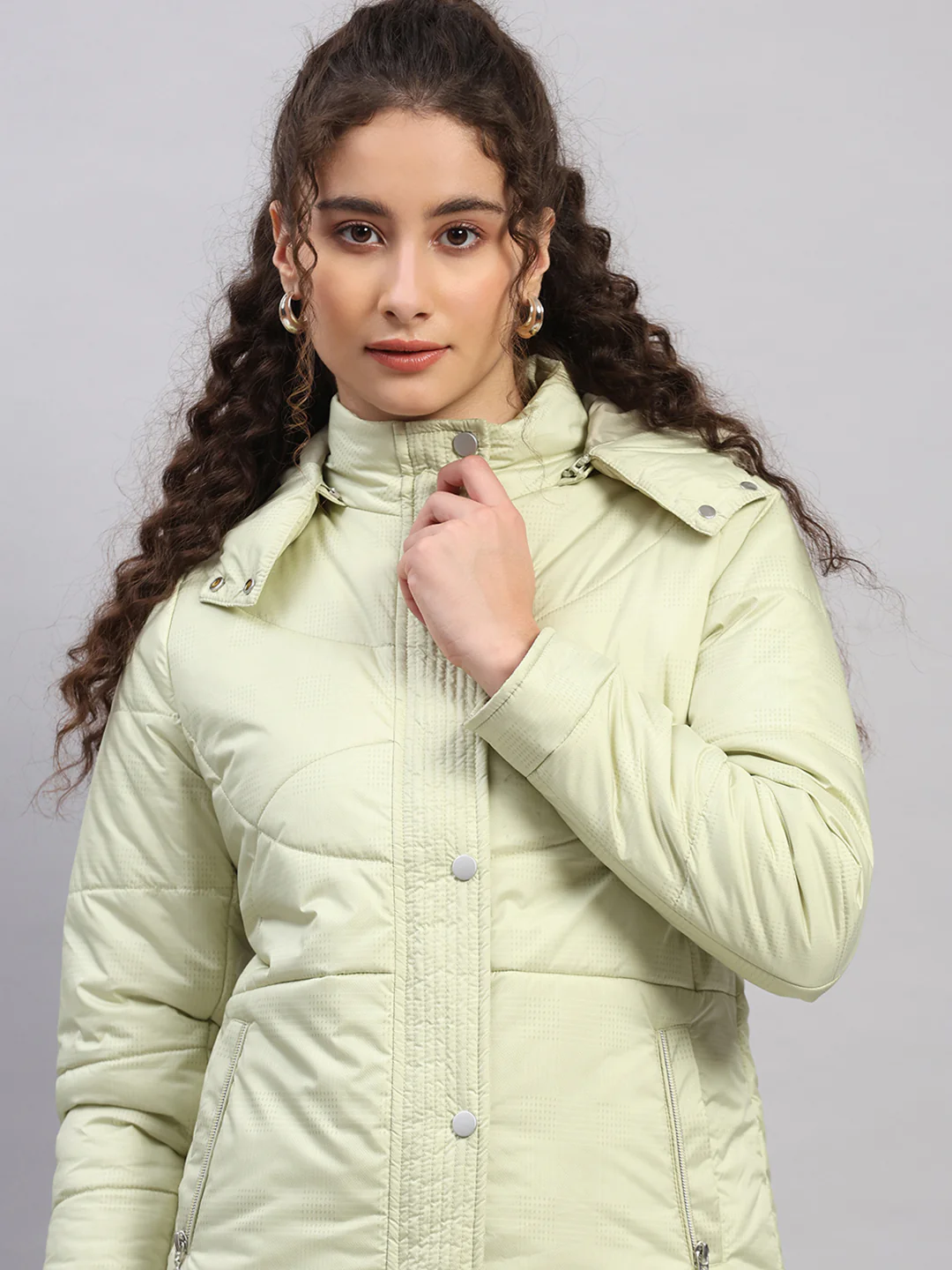 Women Green Printed Hooded Full Sleeve Jacket - Image 6