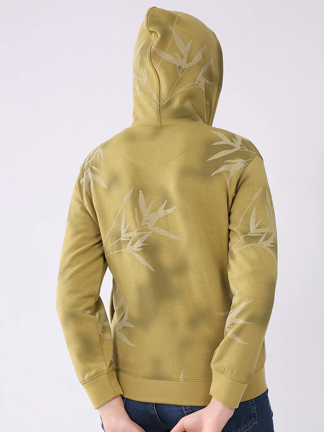 Women Green Printed Hooded Full Sleeve Sweatshirt - Image 5