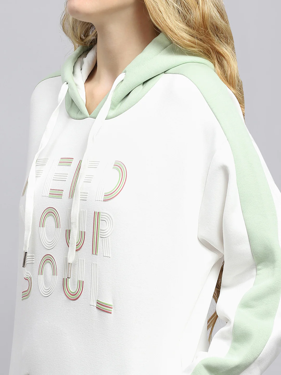 Women Green Printed Hooded Full Sleeve Tracksuit - Image 6