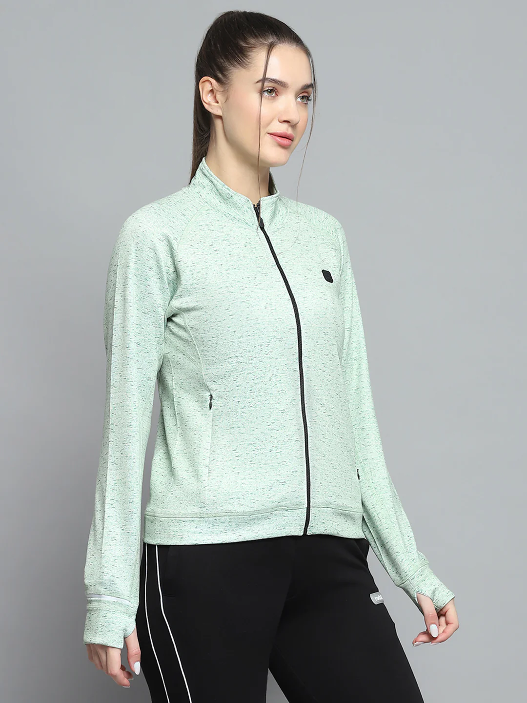 Rock.it Women Green Printed Mock Neck Full Sleeve Sweatshirt - Image 4