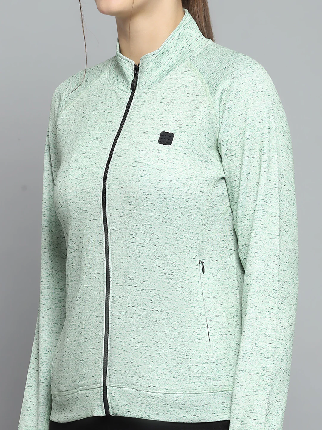 Rock.it Women Green Printed Mock Neck Full Sleeve Sweatshirt - Image 6