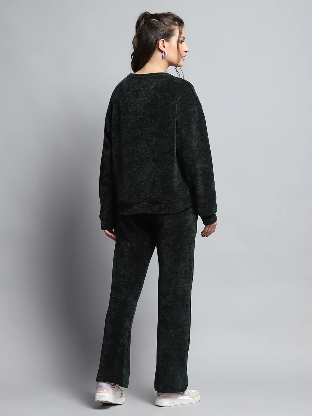Women Green Printed Round Neck Full Sleeve Cords Set - Image 5