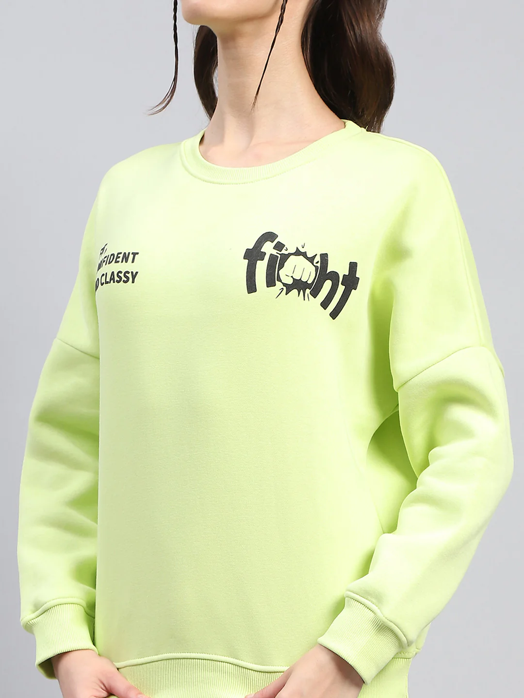 Rock.it Women Green Printed Round Neck Full Sleeve Sweatshirt - Image 7
