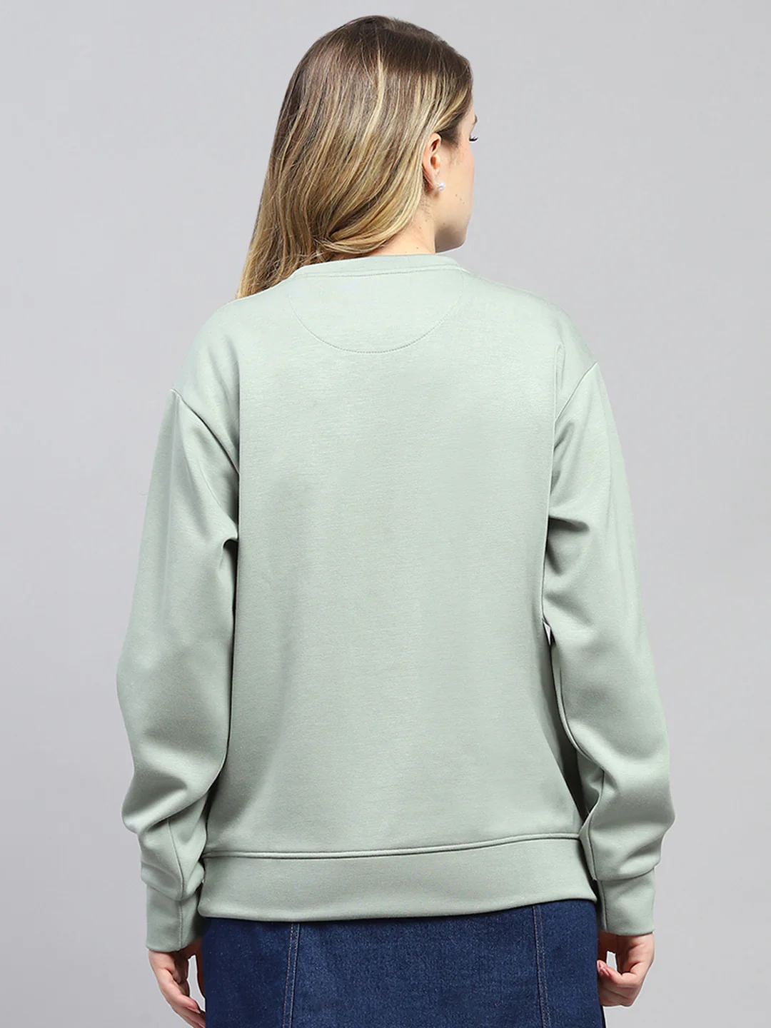 Women Green Printed Round Neck Full Sleeve Sweatshirt - Image 5