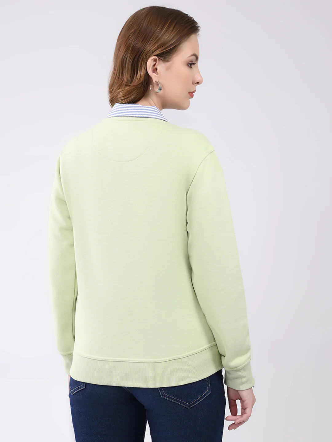 Women Green Printed Round Neck Full Sleeve Sweatshirt - Image 5
