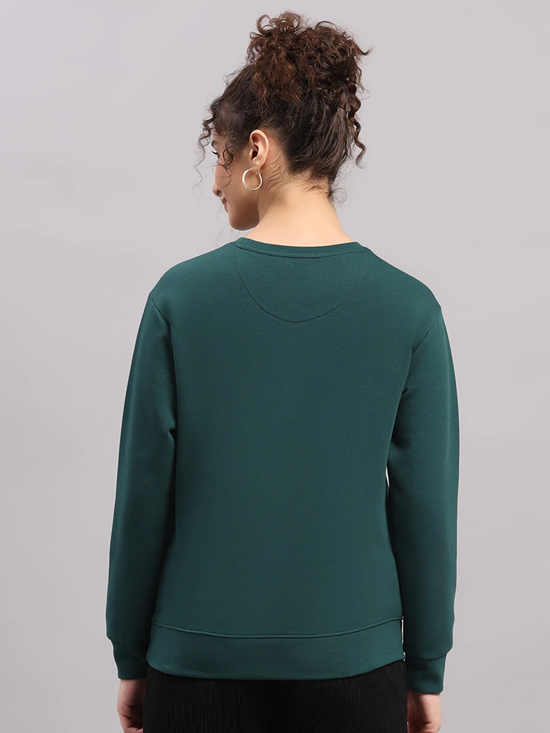 Women Green Printed Round Neck Full Sleeve Sweatshirt - Image 5