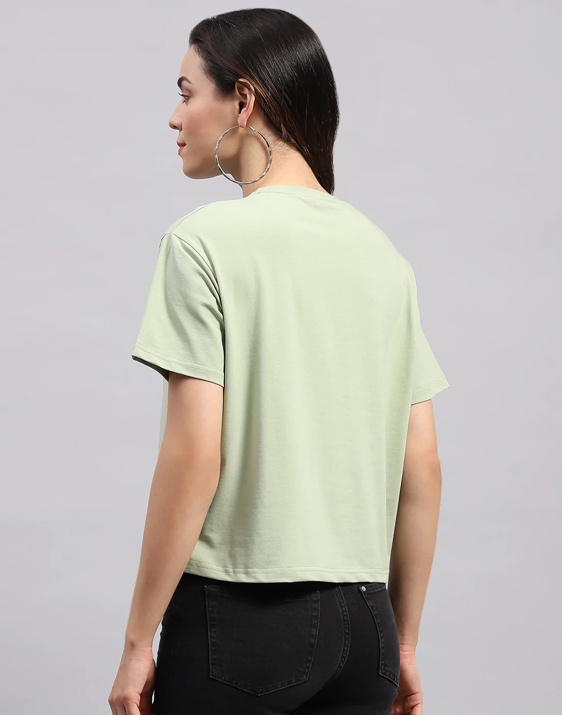 Women Green Printed Round Neck Half Sleeve Top - Image 5