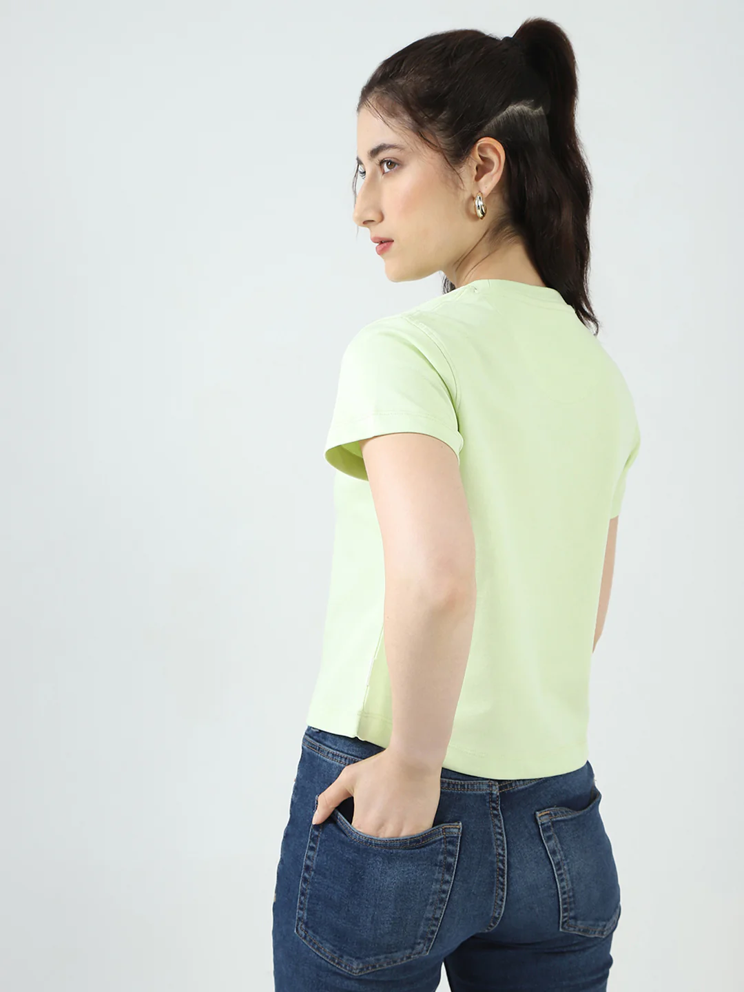 Rock.it Women Green Printed Round Neck Half Sleeve Top - Image 5
