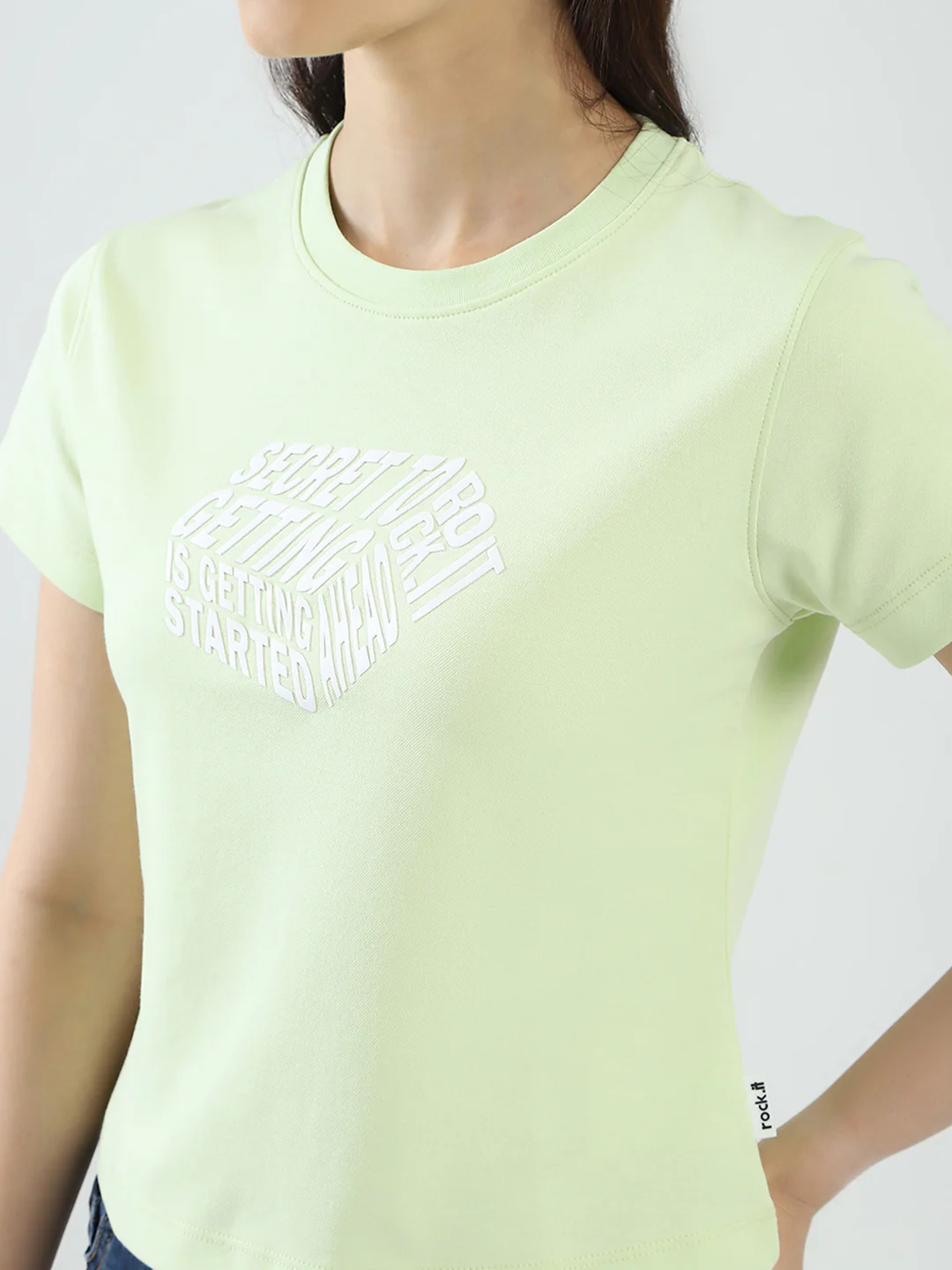 Rock.it Women Green Printed Round Neck Half Sleeve Top - Image 7