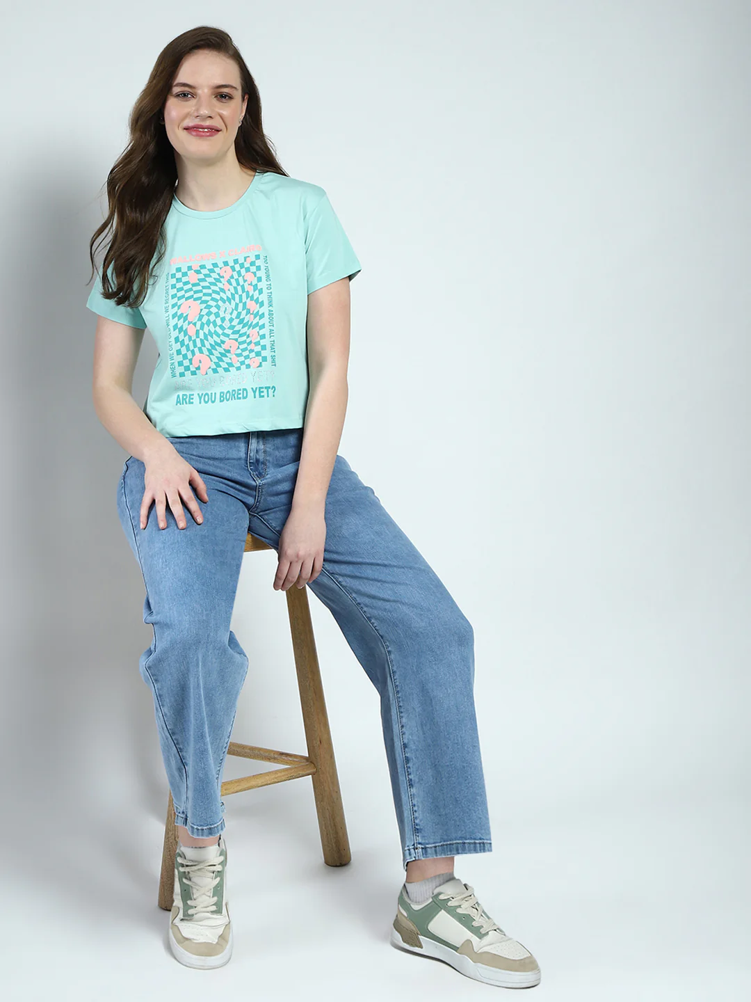 Women Green Printed Round Neck Half Sleeve Top - Image 2
