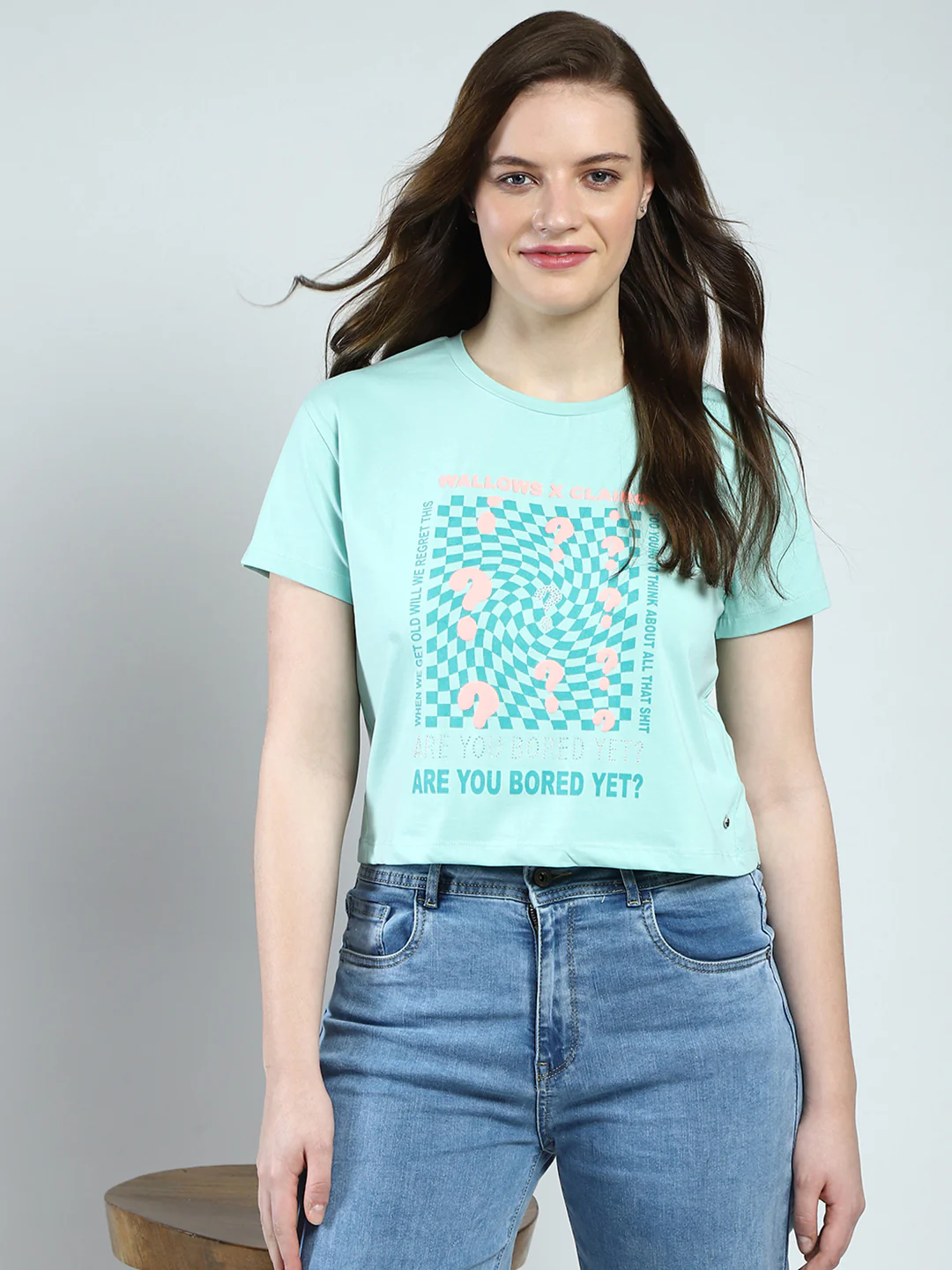 Women Green Printed Round Neck Half Sleeve Top - Image 6