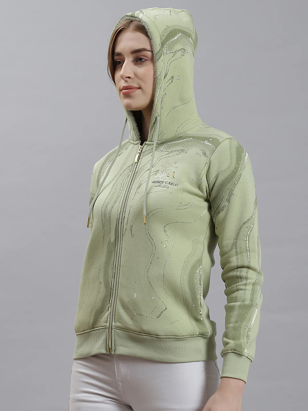 Women Green Printed Sweatshirt - Image 4