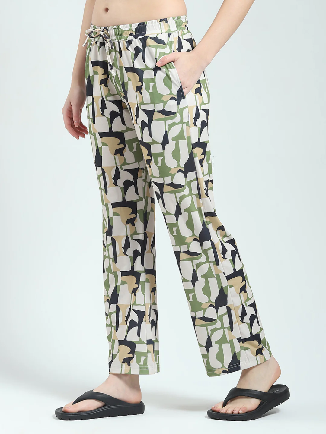 Women Green Printed Round Neck Half Sleeve Lower Set - Image 6