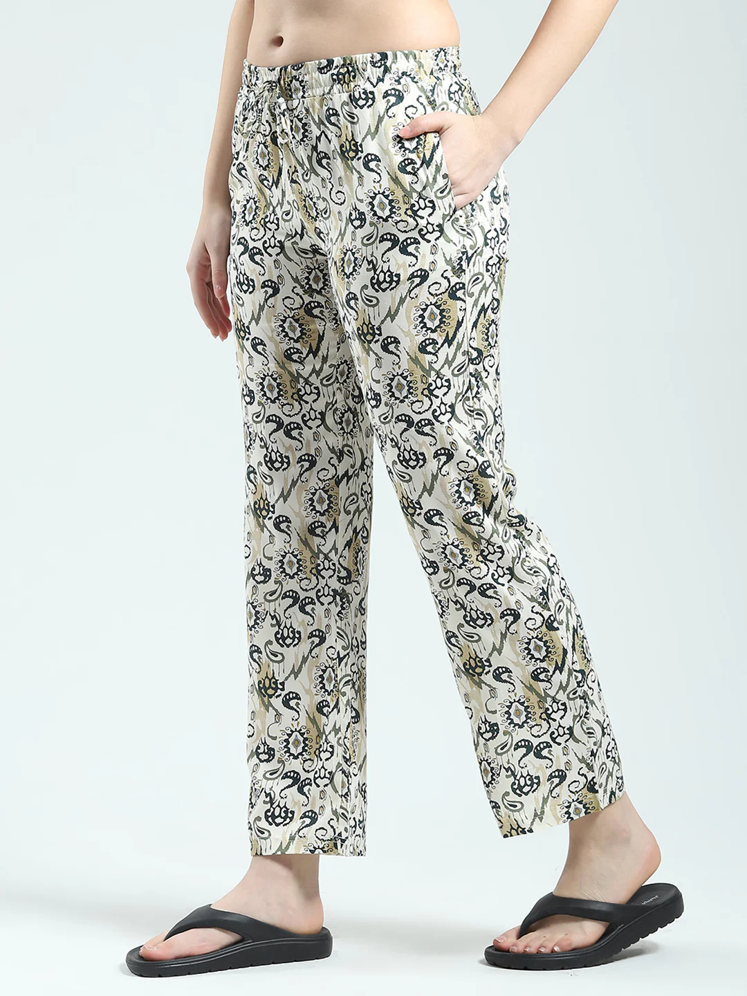 Women Green Printed Round Neck Half Sleeve Lower Set - Image 6
