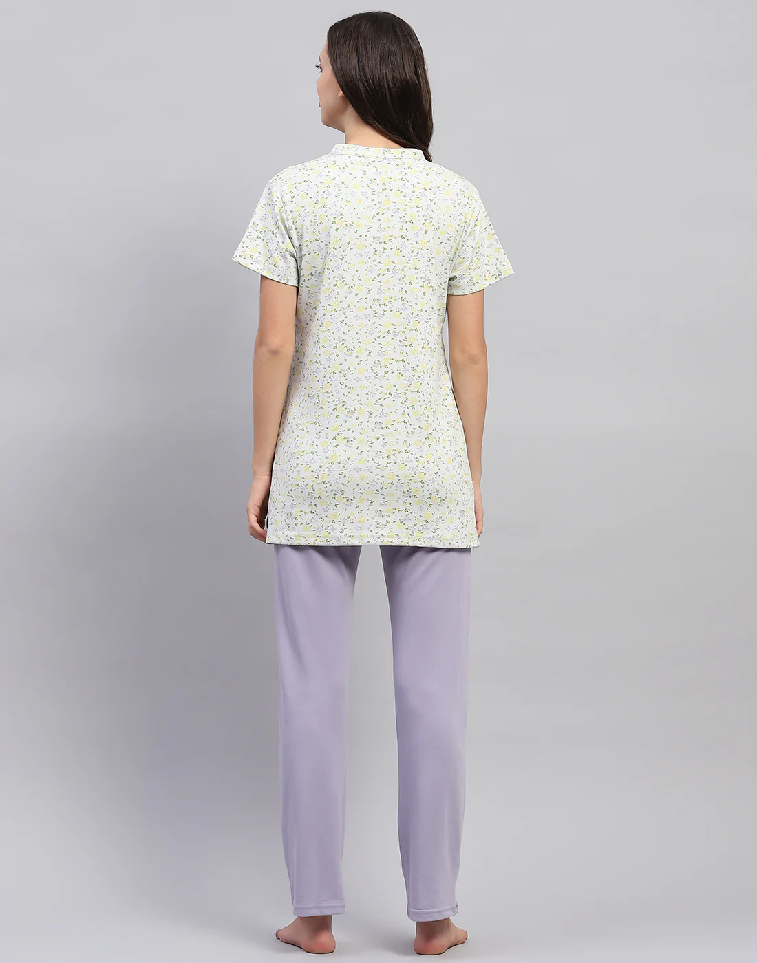 Women Green & Purple Printed Fashion Neck Half Sleeve Lower Set - Image 6