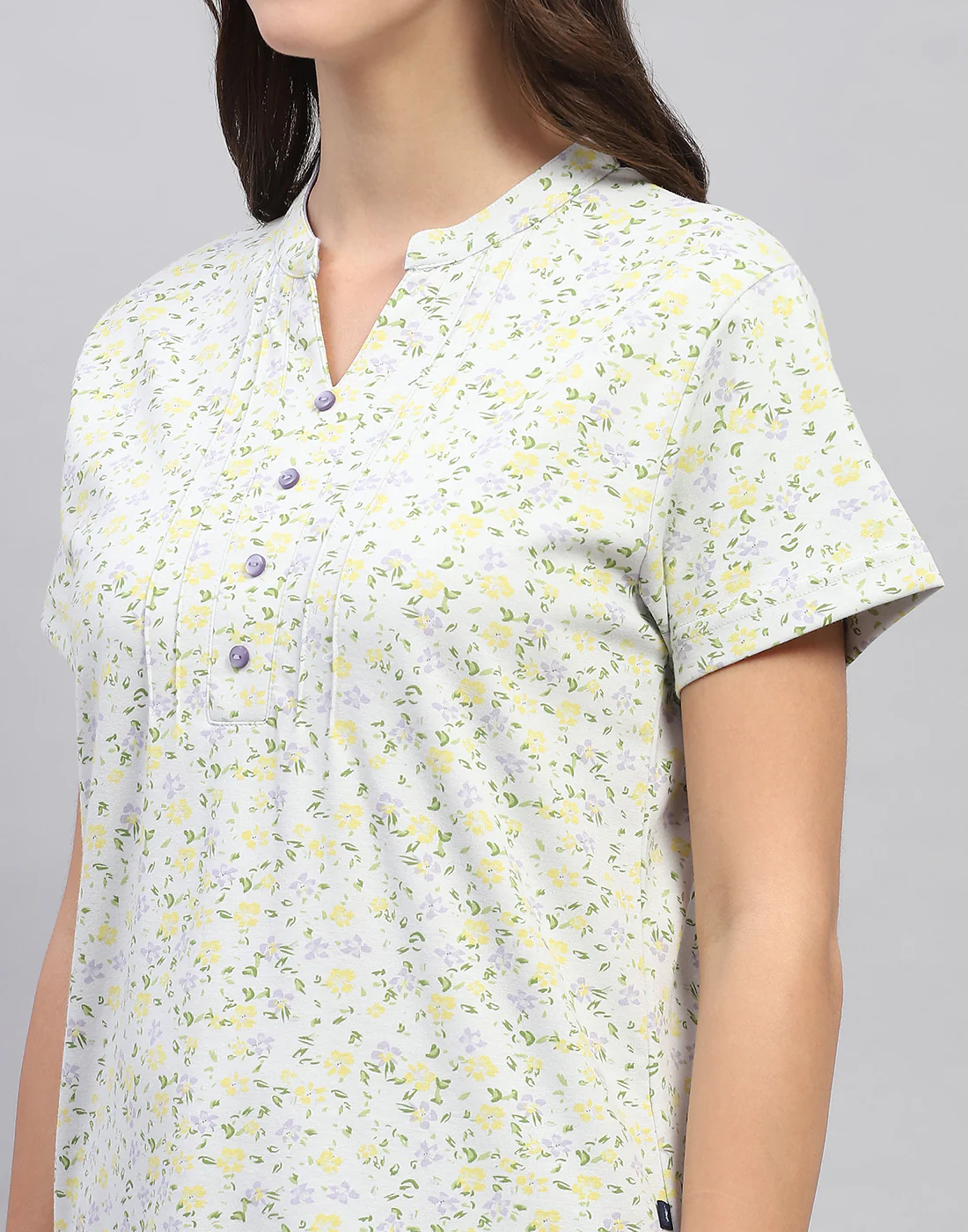 Women Green & Purple Printed Fashion Neck Half Sleeve Lower Set - Image 9