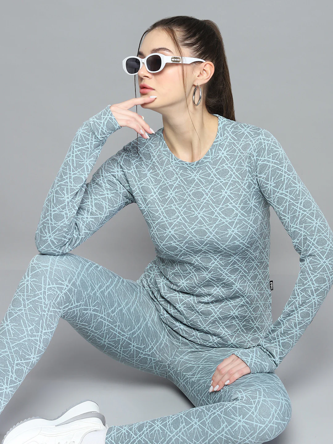 Rock.it Women Green Self Design Round Neck Full Sleeve Tracksuit - Image 6