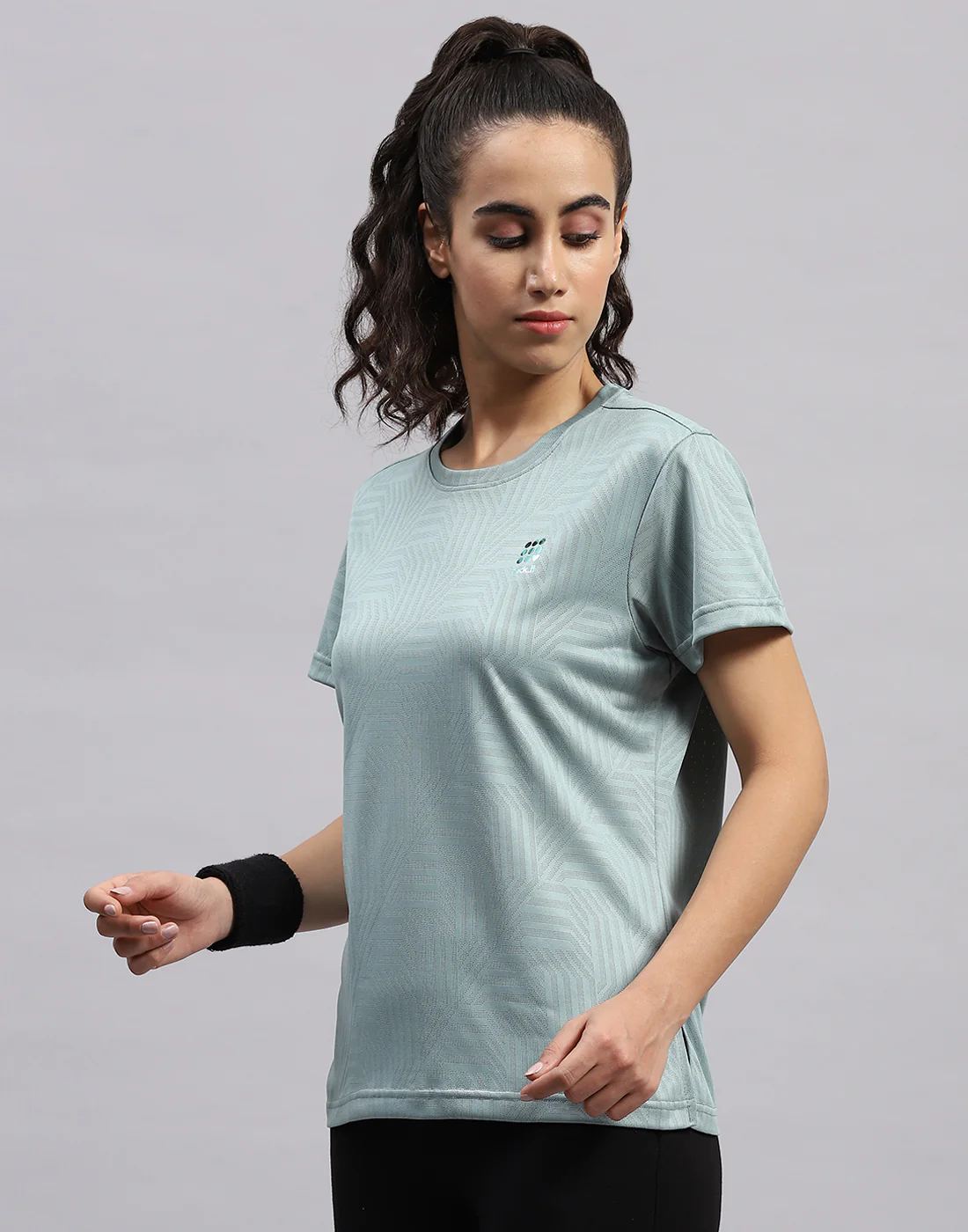 Rock.it Women Green Self Design Round Neck Half Sleeve Top - Image 3