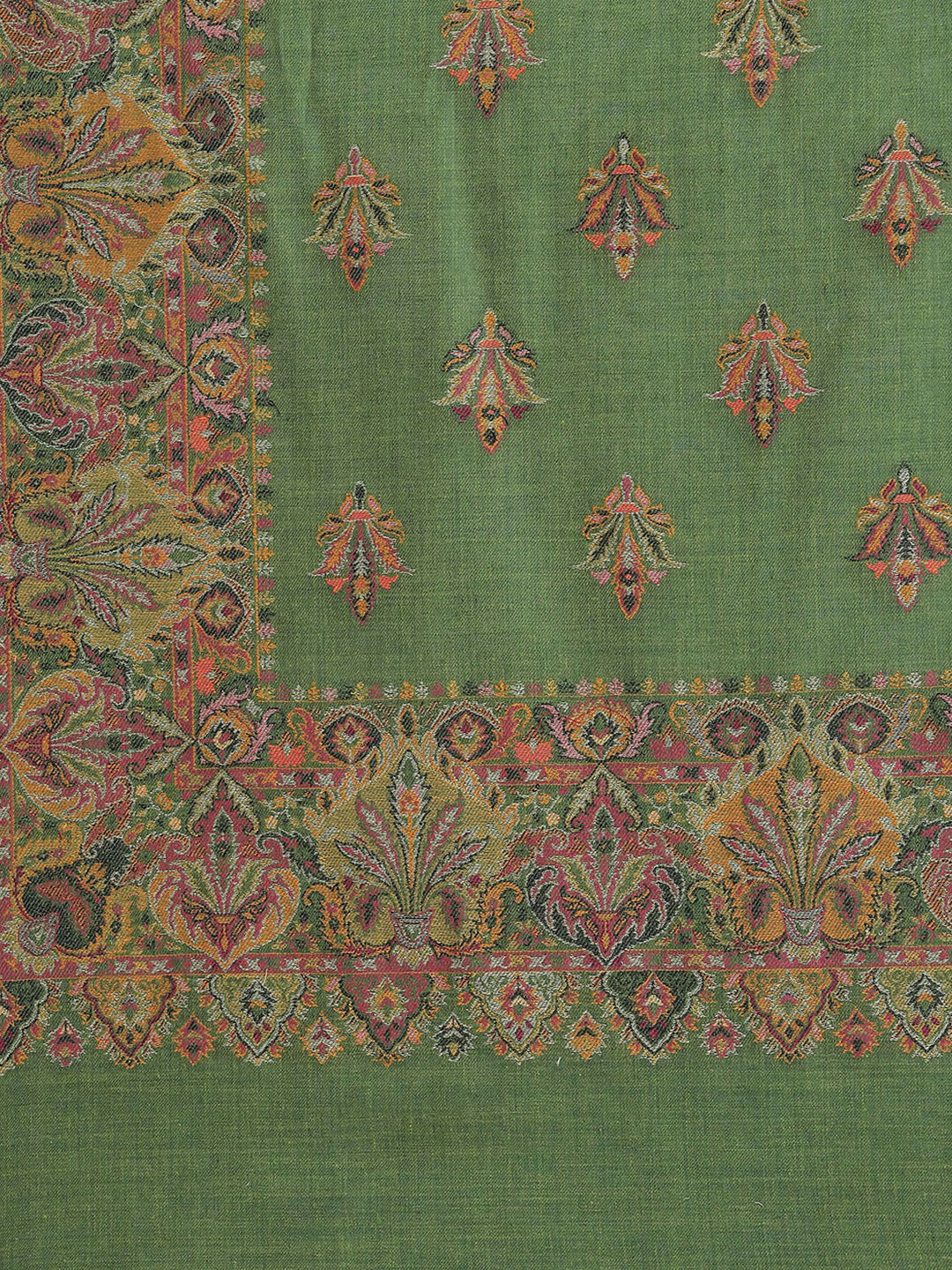 Women Green Self Design Shawl - Image 6
