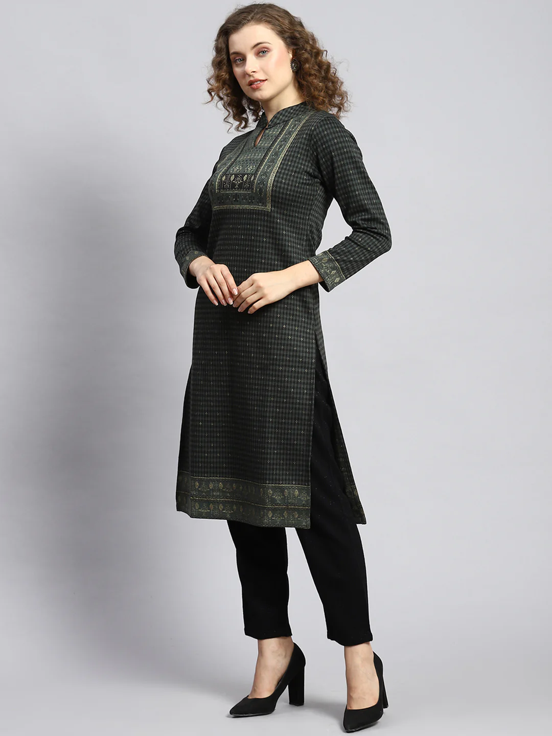 Women Green Self Kurti - Image 4