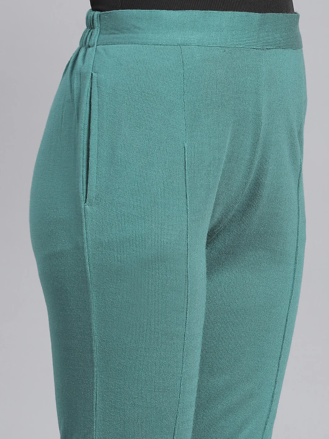 Women Green Self Design Regular Fit Winter Lowers - Image 6