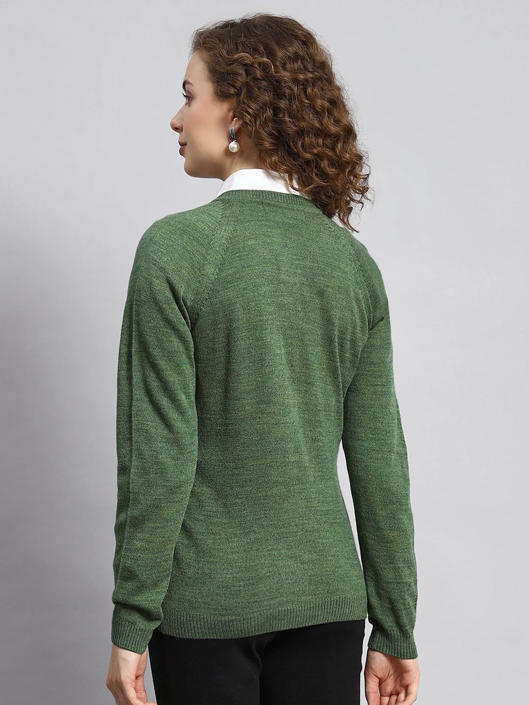 Women Green Solid Cardigan - Image 5