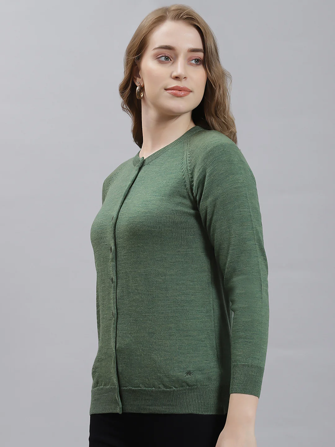 Women Green Solid Cardigan - Image 4