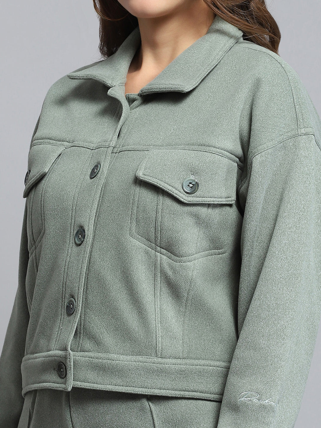 Rock.it Women Green Solid Collar Full Sleeve Tracksuit - Image 7