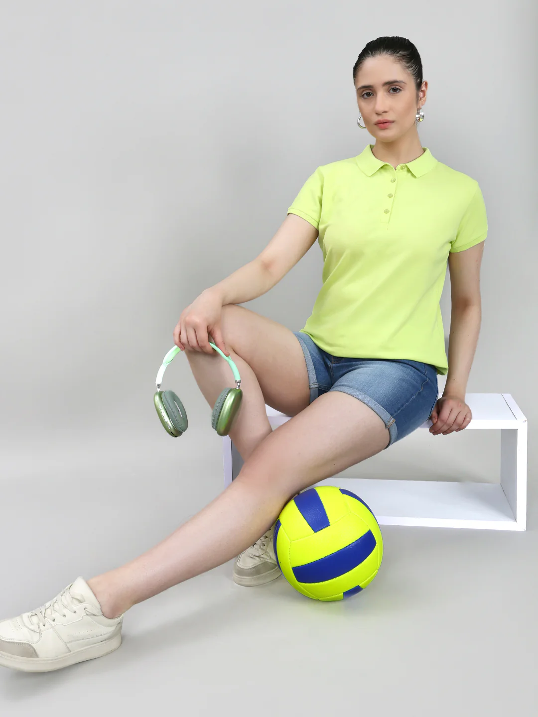 Women Green Solid Collar Half Sleeve T-Shirt - Image 6