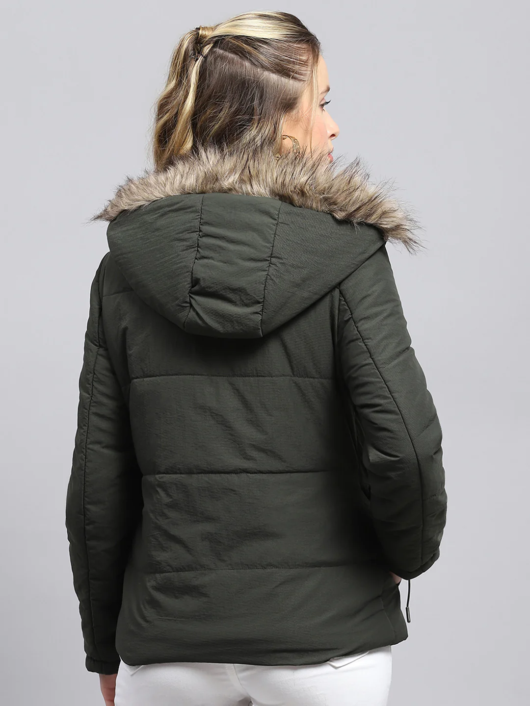 Women Green Solid Detachable Hood Full Sleeve Jacket - Image 5