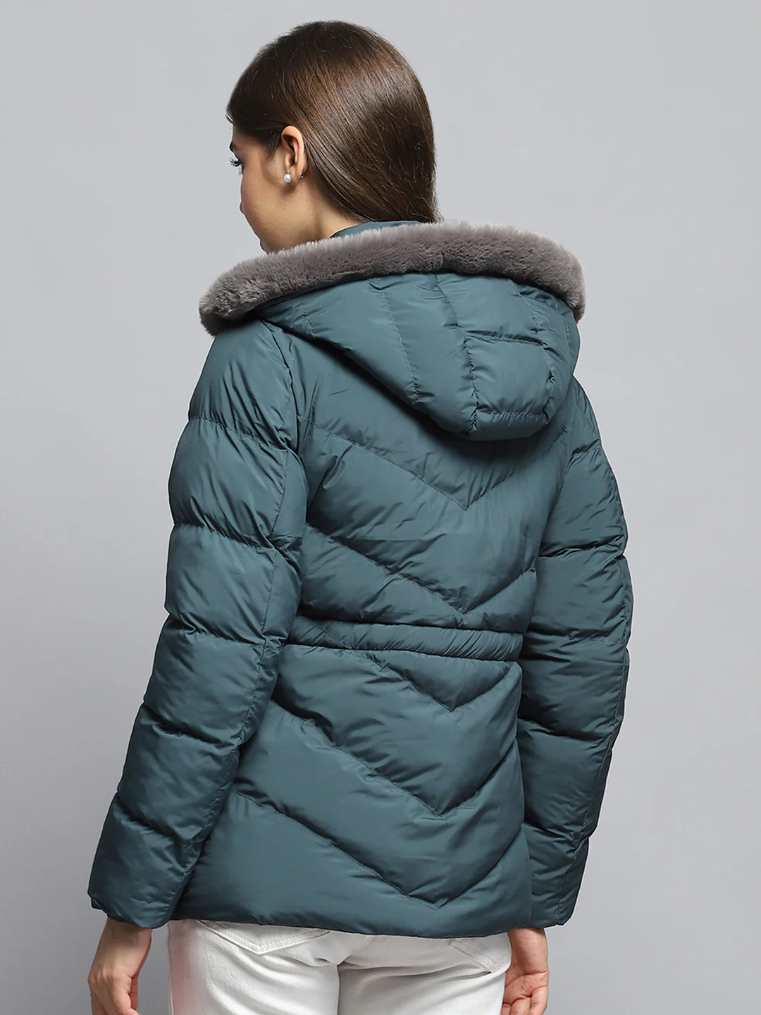 Women Green Solid Detachable Hood Full Sleeve Jacket - Image 5