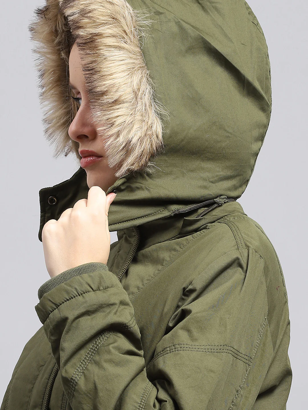 Women Green Solid Detachable Hood Full Sleeve Jacket - Image 8