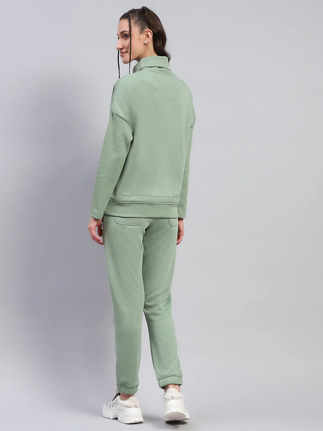 Rock.it Women Green Solid High Neck Full Sleeve Tracksuit - Image 5