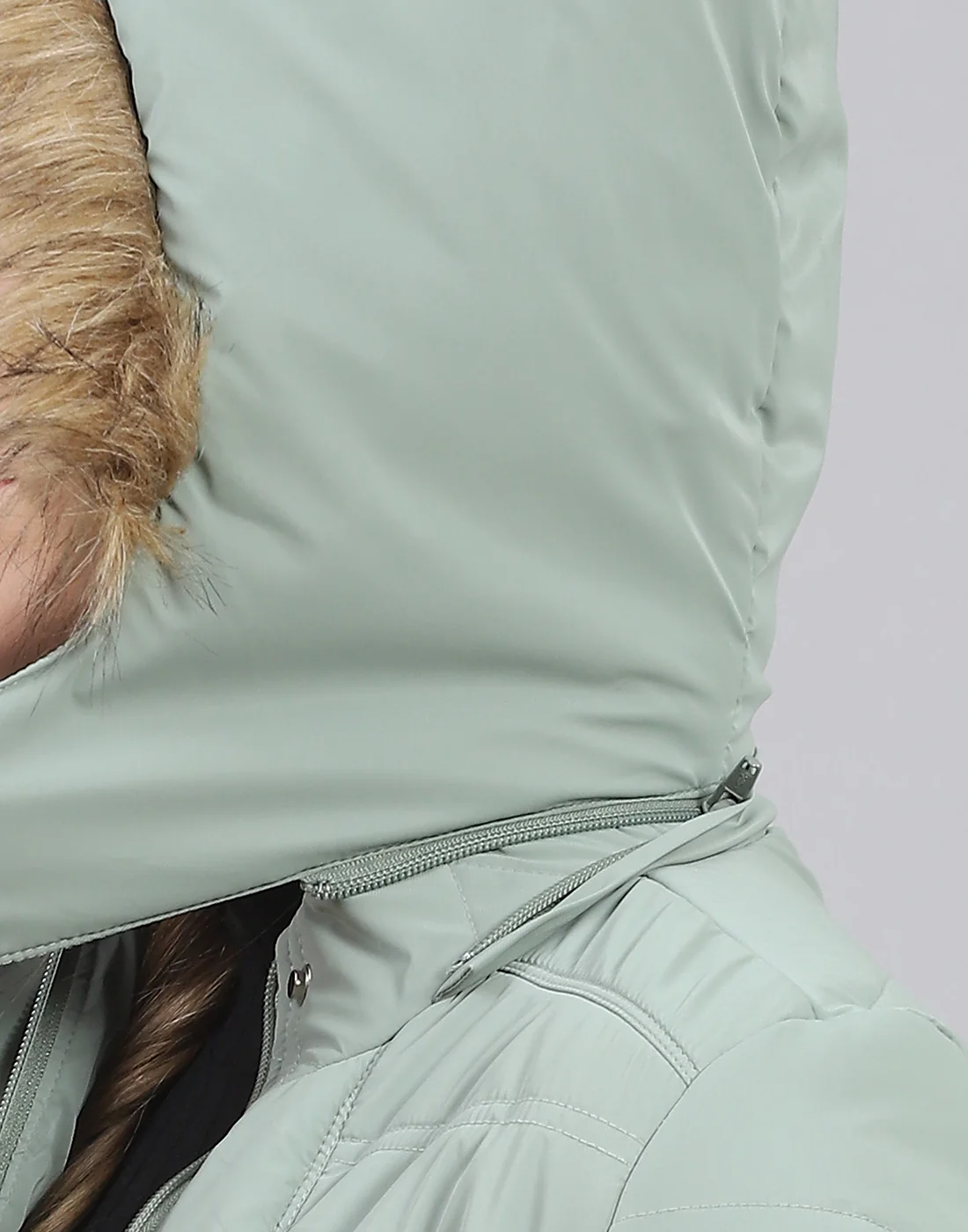 Women Green Solid Hooded Full Sleeve Jacket - Image 7